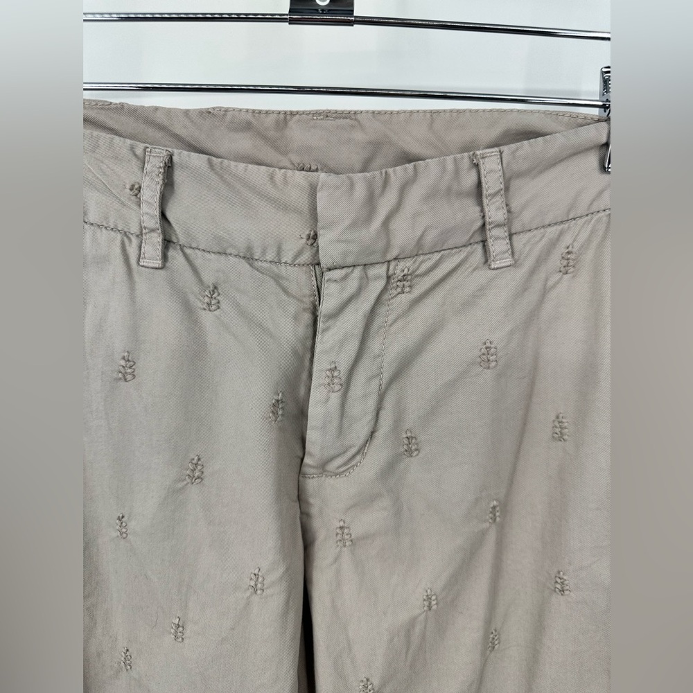 Sundance Allover Embroidered Khaki Pants Womens 4 Cotton Elastane Blend Trousers